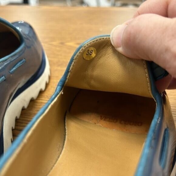 Luxurious Blue Patent Leather Slip-On Loafers With Tassels & Ridged Soles - Wome - Picture 8 of 8